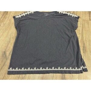 J. Jill Pure Jill PJ O.G.C. Embroidered Dolman Tunic Top Womens Large Gray